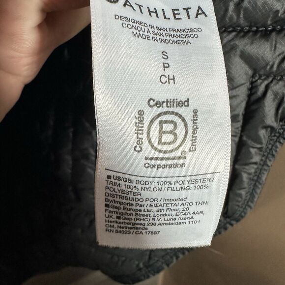 ATHLETA Cozy Sherpa Snap Sweatshirt Size Small Black Puffer Back - Picture 6 of 8